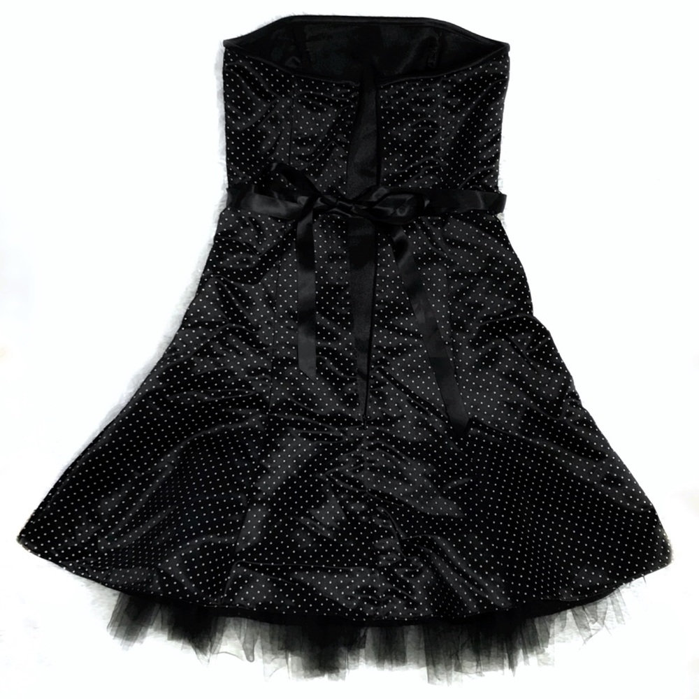 Jessica McClintock Gunne Sax Vintage Black & White Polka Dot Dress Size 3/4 - Picture 4 of 7
